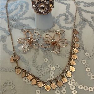 Elegant Rose Gold Floral Jewelry Set